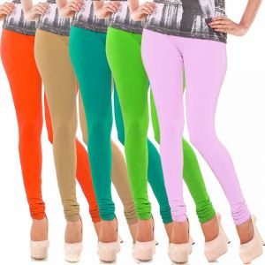 Women's Clothing - Vivan Creation Women Stylish Colorful Comfortable 5 Pc Cotton Churidaar Leggings Set  (Product Code - DL5COMB722)
