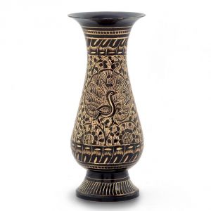 Home Decor & Furnishing - Vivan Creation Antique Golden Minakari Work Flower Vase -168