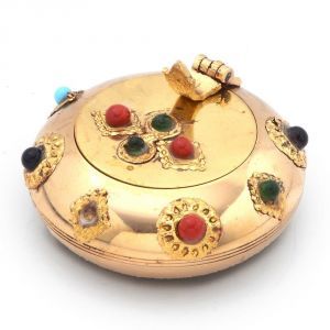 Bar Essentials - Vivan Creation Pure Brass Gemstone Ash Tray Handicraft Gift -172