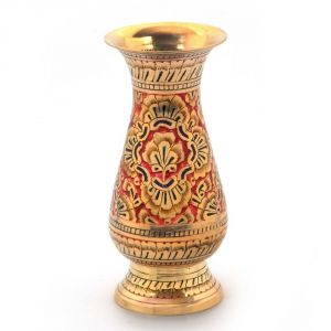 Home Decor & Furnishing - Vivan Creation Colorful Meenakari Work Flower Vase Pure Metal 173