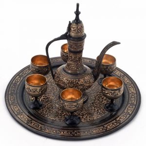 Home Decor (Misc) - Vivan Creation Antique Royal Wine Set Black Metal Handicraft -182