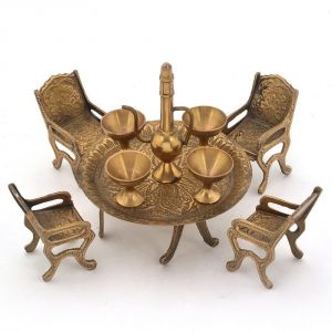 Home Decor (Misc) - Vivan Creation Unique Design Dining Table Chair Maharaja Set -196