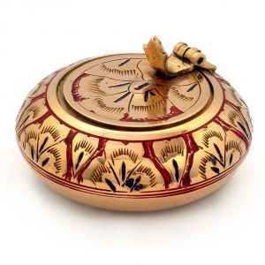 Bar Essentials - Vivan Creation Pure Brass Meenakari Work Ash Tray Handicraft -203