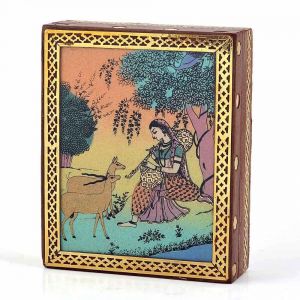 Jewellery Boxes - Vivan Creation Meera Gemstone Painting Wooden Jewelry Box 257