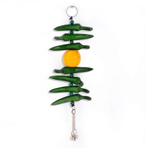 Home Decoratives - Vivan Creation Lemon Green Chilly Wall Hanging in White Metal 285