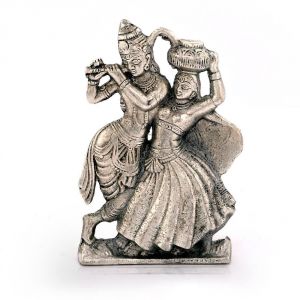 Idols & Decoratives - Vivan Creation Lord Radha Krishna Antique White Metal Idol 311