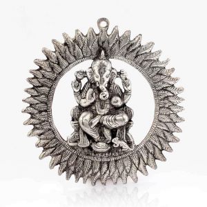 Idols & Decoratives - Vivan Creation Unique White Metal Chakra Ganesha Idol Hanging 314