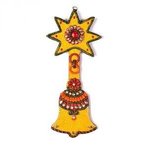 Home Decoratives - Vivan Creation Wooden Kundan Meenakari Aarty Bell Key Stand 325