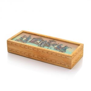 Jewellery Boxes - Vivan Creation Carved Gemstone Painted Wooden Jewellery Box 354