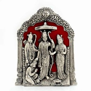 Idols & Decoratives - Vivan Creation Antique Lord Ram Darbar Idol in White Metal 360