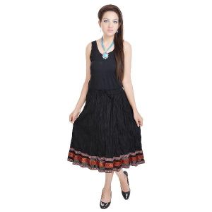Apparels & Accessories - Vivan Creation Fashionable & Ethnic Black Cotton Long Skirt Free Size (Product Code - SMSKT520)
