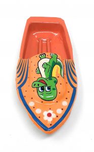 Toys (Misc) - Kuhu Creations Explorer Toy Steam Power Orange Dinosaur Steam Tin Ship ( Code - OrangeDinos-01 )