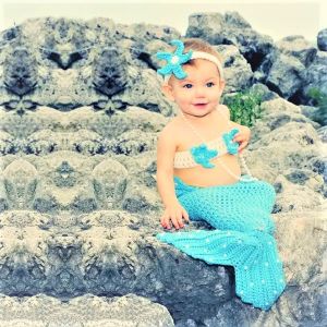 New Born Baby Gifts - 1 Set of Mermaid Costume set upper & Lower & Head Band