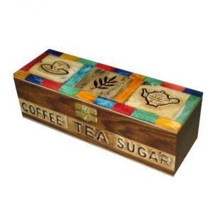 Kitchen Accessories - OMLITE Coffee Tea Sugar Wooden Box - ( Code - 74 )