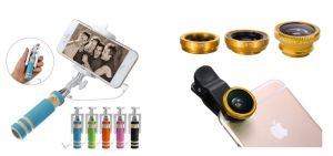 Ksj Mini Pocket Selfie Stick With Universal 3 In 1 Lens Kit (with Manufacturer Warranty)