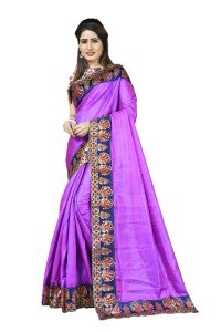 Silk Sarees - Mahadev Enterprise Purple Heavy Paper Silk Saree With Jacquard Blouse Pics ( Code -BBC132D)