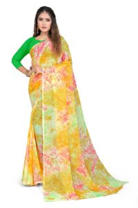 Women's Clothing - Mahadev Enterprise Georgette Saree With Separate Blouse Piece (DC277CC)