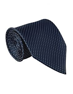 Ties (Men's) - JL Collections Premium Navy Blue Polka Dots Cotton & Polyester Formal Necktie