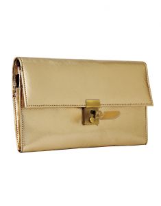 Wallets, Purses - JL Collections Gold Women's Polyurethane (PU) Travel Wallet with Double Lock and Small Pen