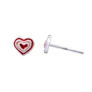 Silvery Jewellery - Red Heart Stud Earring 925 Silver Enamel Stud Earring Jewelry