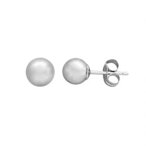 Silvery Jewellery - Sattvic Jewels 925 Silver Ball Studs Earring For Girls & Women Earring - ( Code - ERNG_STD_046 )