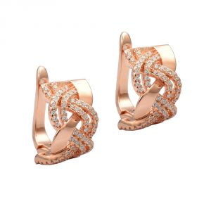 Silver Earrings - Rose Gold Plated 925 Sterling Silver CZ Stone Top Earring Jewelry For Girls & Women