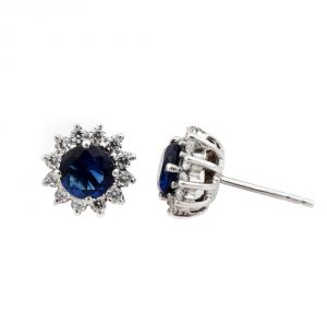 Silver Earrings - Blue Stone Earring With CZ & 925 Sterling Silver Earring Jewelry For Girls & Women