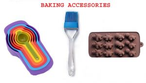 6 Pcs Measuring Cups Set With Silicone Chocolate Mould Dinosaur Shape And Silicon Brush Baking Combo.