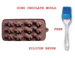 Silicone Chocolate Mould / Ice Mould - Dinosaur Shape With Free Silicon Brush For Cooking