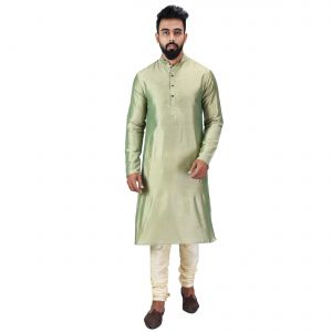 Men's Wear - Limited Edition Cotton Silk Regular Fit Self Design Kurta Pajama ( Code - Akakkuset040)