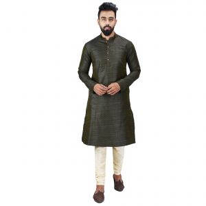 Men's Wear - Limited Edition Cotton Silk Regular Fit Self Design Kurta Pajama ( Code - Akakkuset041)