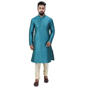 Kurta Sets (Men's) - Limited Edition Cotton Silk Regular Fit Self Design Kurta Pajama ( Code - Akakkuset044)