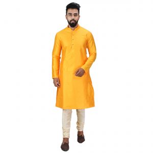 Kurta Sets (Men's) - Limited Edition Cotton Silk Regular Fit Self Design Kurta Pajama ( Code - Akakkuset045)