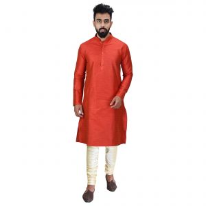 Kurta Sets (Men's) - Limited Edition Cotton Silk Regular Fit Self Design Kurta Pajama ( Code - Akakkuset0049)