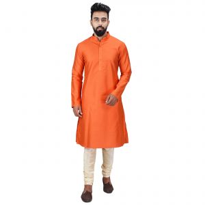 Ethnic Wear (Men's) - Limited Edition Cotton Silk Regular Fit Self Design Kurta Pajama ( Code - Akakkuset0051)