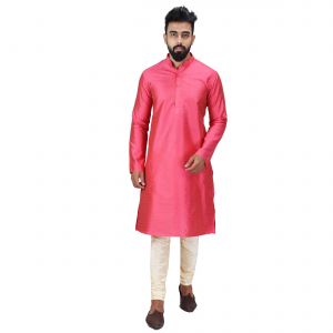 Kurta Sets (Men's) - Limited Edition Cotton Silk Regular Fit Self Design Kurta Pajama ( Code - Akakkuset0054)