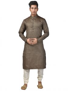 Men's Wear - Limited Edition Cotton Silk Regular Fit Self Design Kurta Pajama ( Code - Akakkuset114)