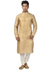Kurta Sets (Men's) - Limited Edition Cotton Silk Regular Fit Self Design Kurta Pajama ( Code - Akakkuset115)