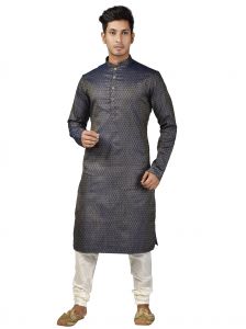 Apparels & Accessories - Limited Edition Cotton Silk Regular Fit Self Design Kurta Pajama ( Code - Akakkuset119)