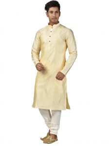 Men's Wear - Limited Edition Cotton Silk Regular Fit Self Design Kurta Pajama ( Code - Akakkuset124)