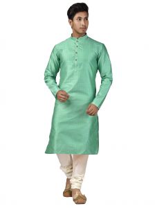 Men's Wear - Limited Edition Cotton Silk Regular Fit Self Design Kurta Pajama ( Code - Akakkuset127)