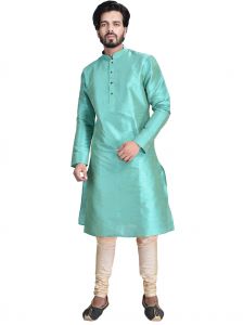 Men's Wear - Limited Edition Cotton Silk Regular Fit Self Design Kurta Pajama ( Code - Akakkuset012)