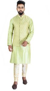 Men's Wear - Men Kurta, Ethnic Jacket and Pyjama Set Cotton Silk ( Code - Ethset016)