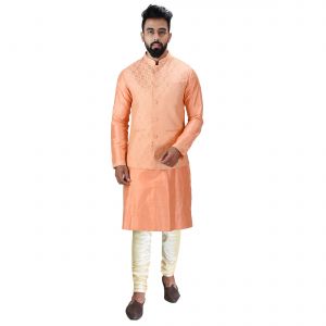 Ethnic Wear For Men ,Anarkali Suits ,Chaniya And Ghagra Cholis ,Sarees  - Men Kurta, Ethnic Jacket and Pyjama Set Cotton Silk ( Code - Ethset019)