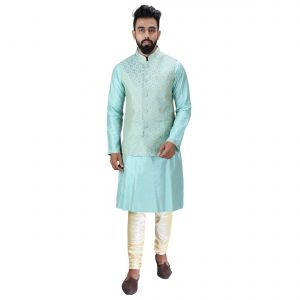 Apparels & Accessories - Men Kurta, Ethnic Jacket and Pyjama Set Cotton Silk ( Code - Ethset024)