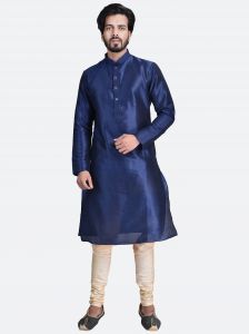 Men's Wear - Limited Edition Cotton Silk Regular Fit Self Design Kurta Pajama ( Code - Akakkuset011)