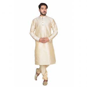 Kurta Sets (Men's) - Limited Edition Cotton Silk Regular Fit Self Design Kurta Pajama ( Code - Akakkuset035)