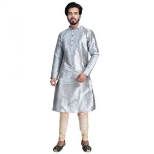 Kurta Sets (Men's) - Limited Edition Cotton Silk Regular Fit Self Design Kurta Pajama ( Code - Akakkuset014)