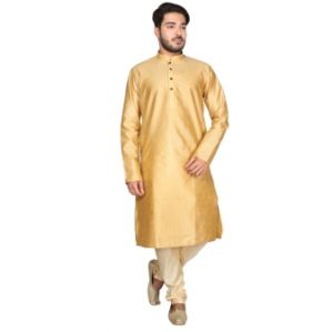Kurta Sets (Men's) - Limited Edition Cotton Silk Regular Fit Self Design Kurta Pajama ( Code - Akakkuset0043)