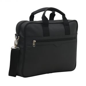 Laptop Bags - AQUADOR laptop cum messenger bag with black faux vegan leather - ( Code -AB-S-1462-Black )